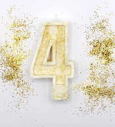 Свеча цифра "4" с золотом