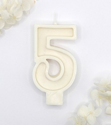 Свеча цифра "5" белая